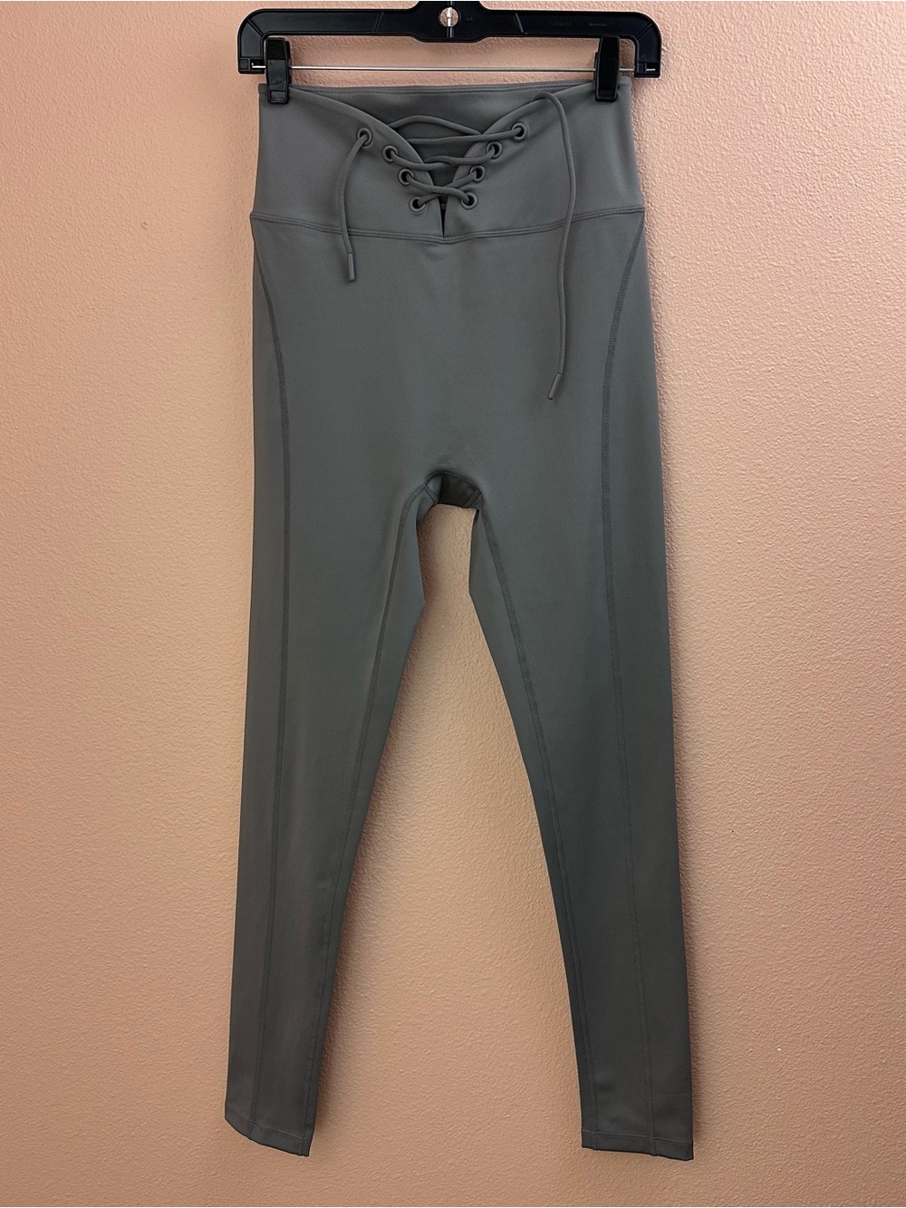 NovaSport Leggings Womens M Gray Lace Up Waist Stretch Activewear - Picture 2 of 8